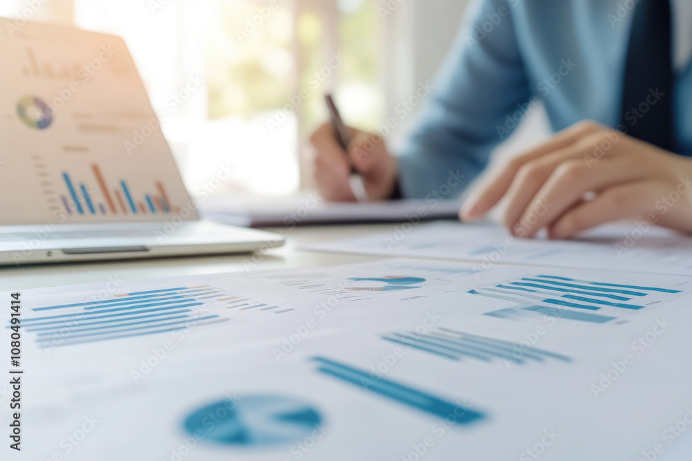 Poster team collaboration on financial data analysis and marketing growth strategy using ai insights for en