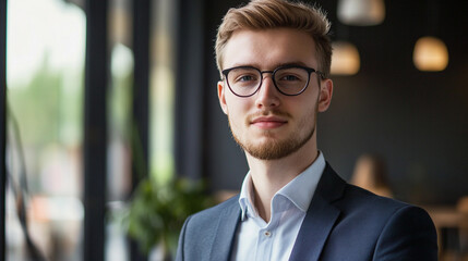 Fototapeta premium Young professional in business attire during daytime indoors