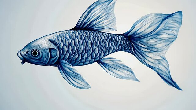 Illustrative blue koi fish symbolizing prosperity and fortune, ideal for concepts like Feng Shui and New Year celebrations