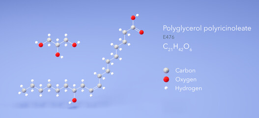 polyglycerol polyricinoleate molecule, molecular structure, emulsifier e476, 3d model, Structural Chemical Formula and Atoms with Color Coding