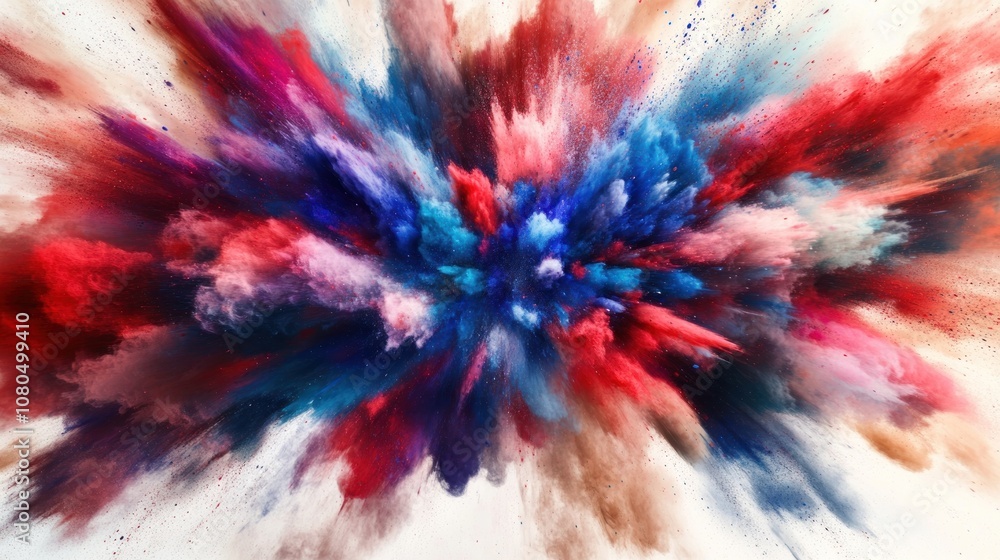 Poster a vibrant explosion of colors creating a dynamic abstract visual effect.