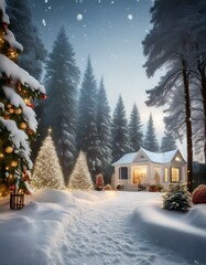 christmas tree in the snow
