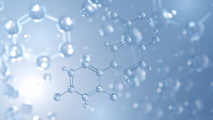 diflunisal molecular structure 3d, salicylic acid derivative, structural chemical formula view from a microscope