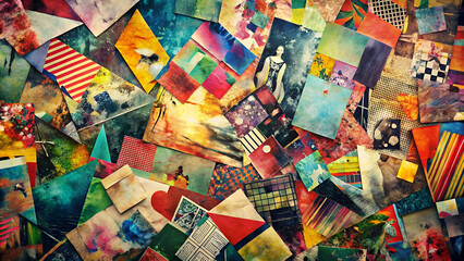 colorful grunge magazine collage background