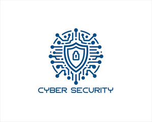 Cyber security logo design icon symbol vector illustration. Modern cyber security logo Template.