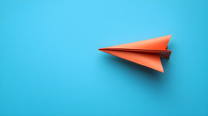 Plan davion rouge hors ligne avec papier blanc : briser les limites et découvrir de nouvelles perspectives sur un fond bleu - Innovation, créativité et découverte technologique