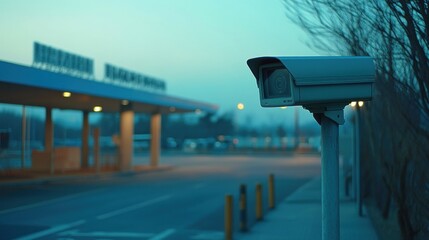 Surveillance camera at an entrance.