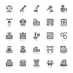 Justice and Law icon pack for your website, mobile, presentation, and logo design. Justice and Law icon glyph design. Vector graphics illustration and editable stroke.