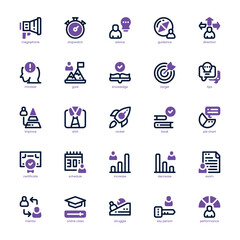 Mentoring and Training icon pack for your website, mobile, presentation, and logo design. Mentoring and Training icon dual tone design. Vector graphics illustration and editable stroke.