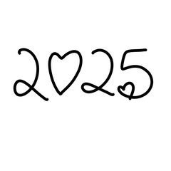 2025 new year hand written number lettering
