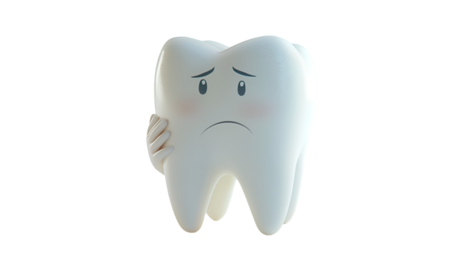 World Toothache Day. Poster art. Dental Art. Tooth emoticon isolated on transparent PNG.