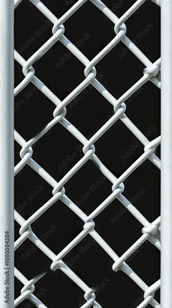 Poster abstract close-up of a white chain-link fence showcasing the delicate structure and blurred backgrou