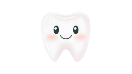 World Toothache Day. Poster art. Dental Art. Tooth emoticon isolated on transparent PNG.