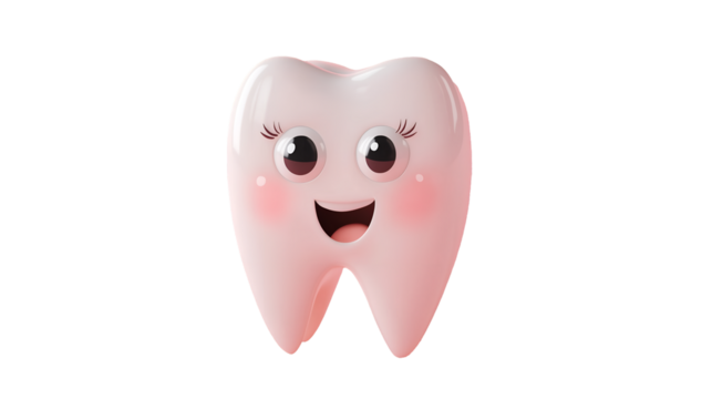 World Toothache Day. Poster art. Dental Art. Tooth emoticon isolated on transparent PNG.