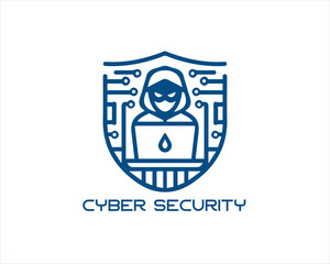 Cyber security logo design icon symbol vector illustration. Modern cyber security logo Template.