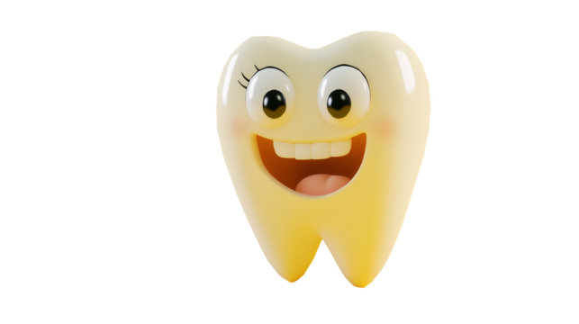 World Toothache Day. Poster art. Dental Art. Tooth emoticon isolated on transparent PNG.