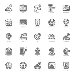 Taxi Service icon pack for your website, mobile, presentation, and logo design. Taxi Service icon outline design. Vector graphics illustration and editable stroke.