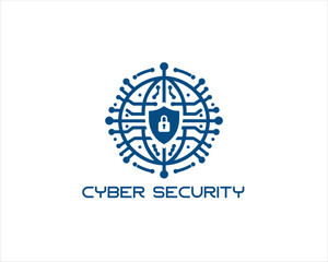 Cyber security logo design icon symbol vector illustration. Modern cyber security logo Template.