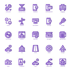 Taxi Service icon pack for your website, mobile, presentation, and logo design. Taxi Service icon basic line gradient design. Vector graphics illustration and editable stroke.