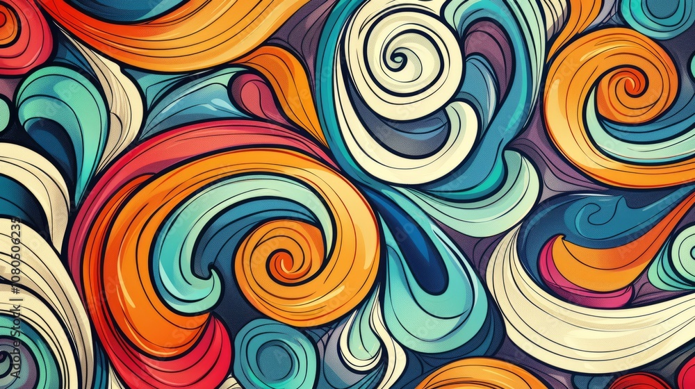Poster hand-drawn background pattern swirl design idea style