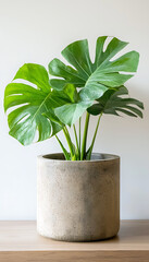 Fototapeta premium Monstera deliciosa care event modern interior plant photography tropical environment close-up view home décor concept