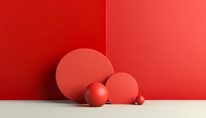 The Red Background With Objects