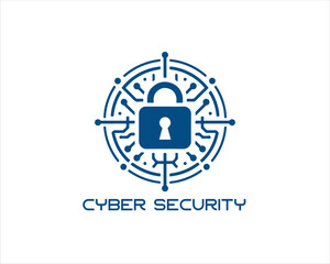 Cyber security logo design icon symbol vector illustration. Modern cyber security logo Template.