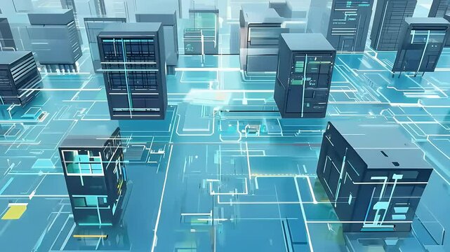 engaging digital format isometric technology concept computer design business cyberspace three-dimensional datum background web network communication graphic flat service banner