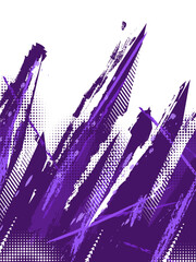 Sport Cover or Poster Design with Purple Brush Strokes and Halftone Effect. Abstract Background Design in Grunge Style