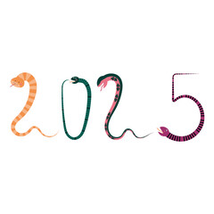 Inscription 2025. Symbol of the year of the snake.