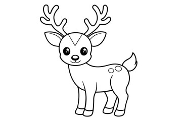 Christmas Reindeer Coloring Page Outline for Kids