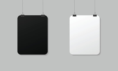 hanging black and white boards