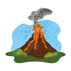 Volcano Colorful Illustration