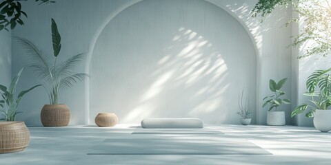 A serene indoor space designed for relaxation and yoga practice.