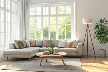 ナチュラルで明るいリビングルームのインテリア | Bright and Natural Living Room Interior Design