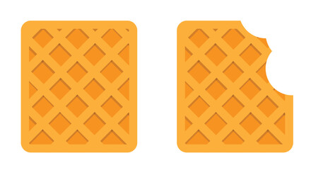 Waffle Flat Style Isolated on White. Food and sweets vector art