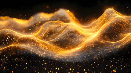 Abstract Background - Golden Waves of Glitter and Light