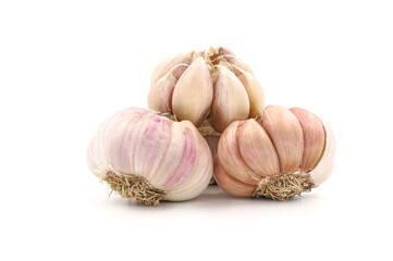 raw garlic isolated on white background..