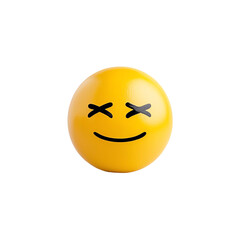Fototapeta premium Bright yellow smiley face with closed eyes and a wide grin, expressing joy and happiness. Perfect for conveying positive emotions, digital messages, or cheerful designs.
