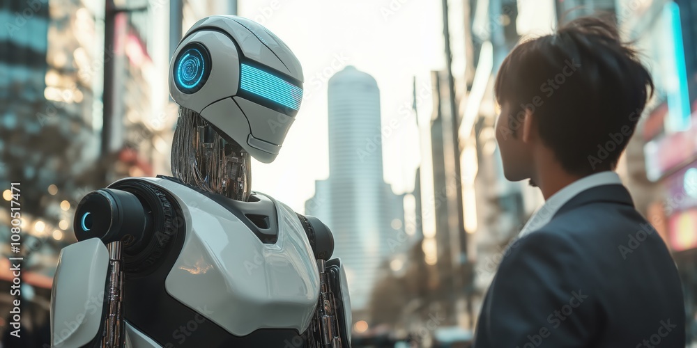 Poster Exploring the Future HumanRobot Interaction in urban environments where creativity, technology, and sustainability collaborate to drive innovation using advanced gadgets and machines
