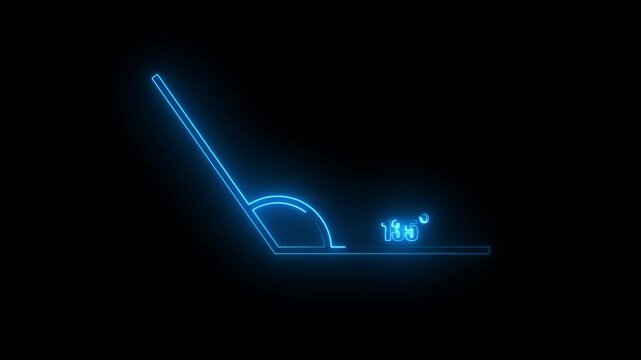 Abstract glowing neon geometric math graph with an angle measure of 135 degree icon. Icon of 135 degree. Acute angle.