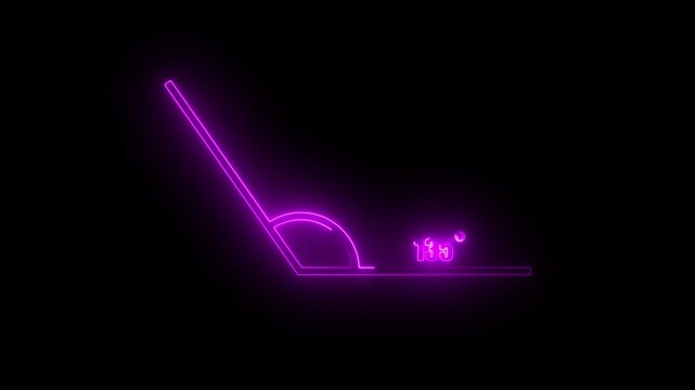 Abstract glowing neon geometric math graph with an angle measure of 135 degree icon. Icon of 135 degree. Acute angle.