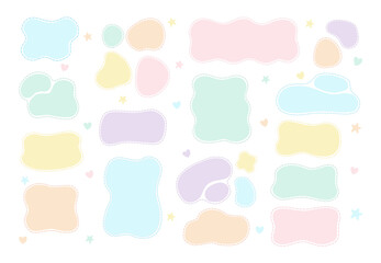 Soft shape frame set with colorful  colors, flat design vector cute  sticker shape geometry set collection.
