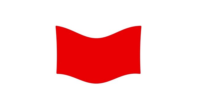 Abstract red color flag fly icon and waving animation. Potential problem. claret wavy flag. Sport stop, error, warning signal.