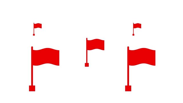 Abstract red color flag fly icon and waving animation. Potential problem. claret wavy flag. Sport stop, error, warning signal.