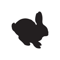 silhouette of a rabbit isolated on white background. Vector flat black rabbit bunny silhouette isolated on white background