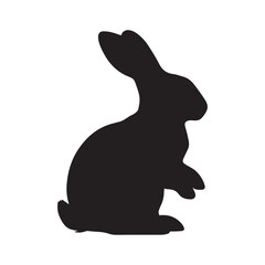 silhouette of a rabbit isolated on white background. Vector flat black rabbit bunny silhouette isolated on white background