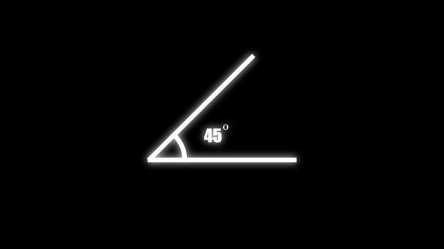 Geometric math graph with an angle measure of 45 degree icon. Icon of 45 degree. Acute angle.