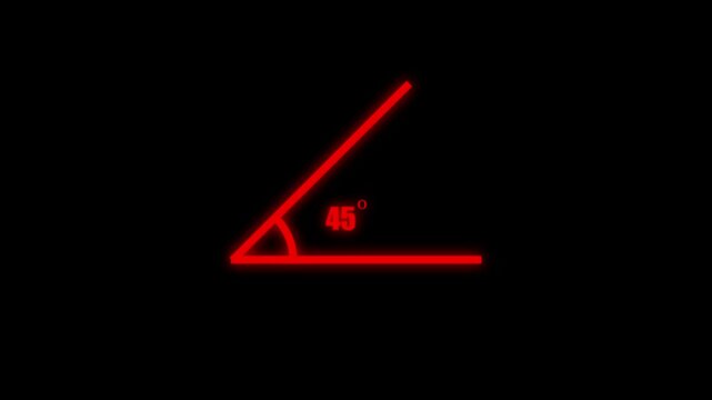 Geometric math graph with an angle measure of 45 degree icon. Icon of 45 degree. Acute angle.