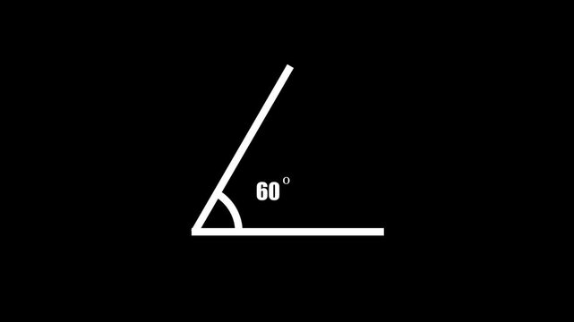 Geometric math graph with an angle measure of 60 degree icon. Icon of 60 degree. Acute angle.